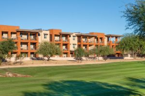 A golf course in front of WorldMark Scottsdale, a timeshare resort in Scottsdale, AZ.